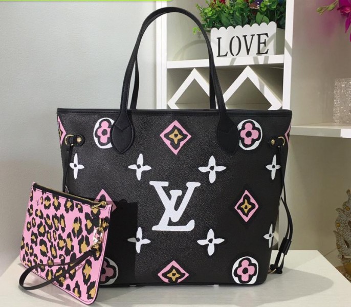 Louis Vuitton Wild At Heart Neverfull MM Bag In Black