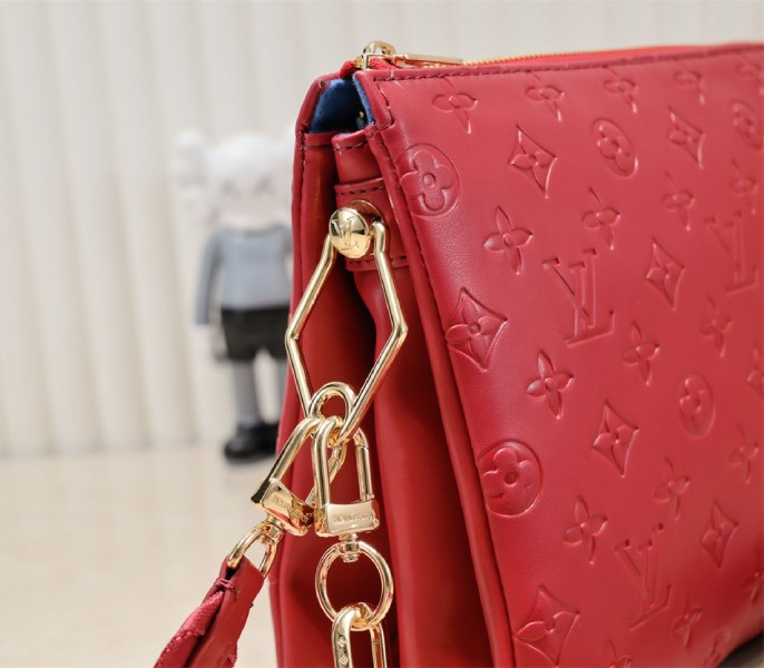 Louis Vuitton Coussin PM Bag In Red With Jacquard Strap