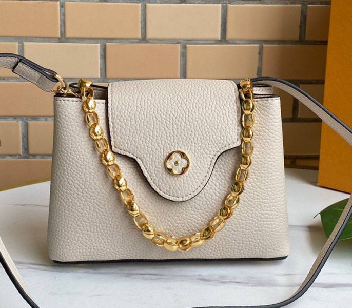 Louis Vuitton Capucines Mini Chain Bag In Beige