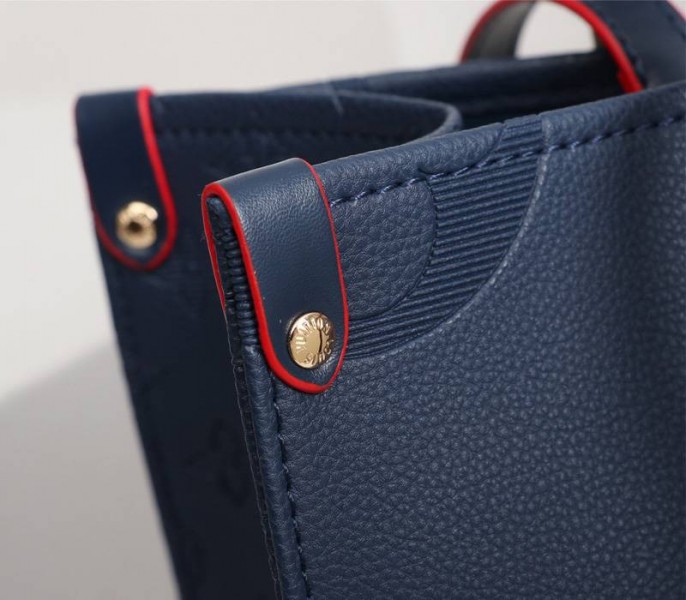 Louis Vuitton Monogram Empreinte Giant Onthego MM Tote In Navy Blue