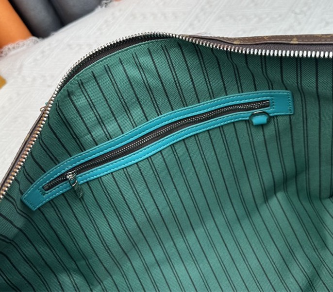 Louis Vuitton Monogram Macassar Canvas Keepall Bandouliere 50 In Turquoise Blue