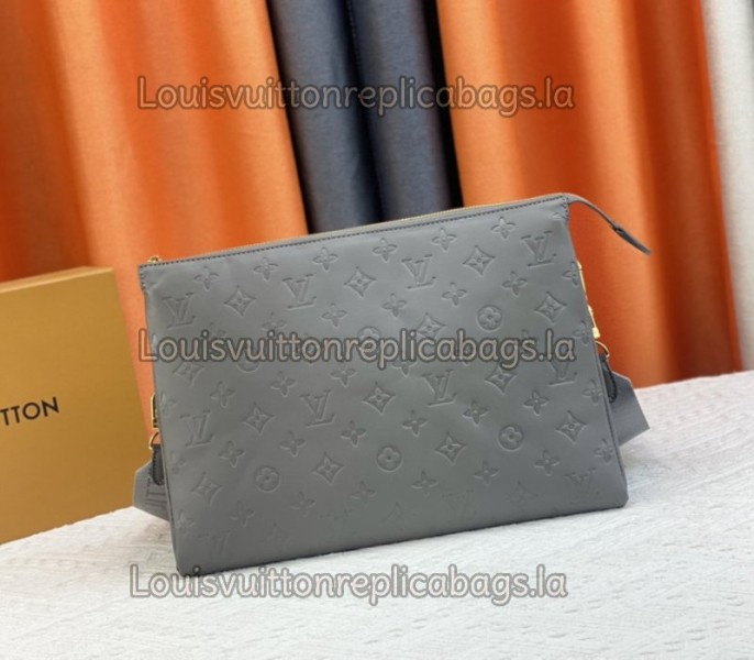Louis Vuitton Coussin MM Bag In Gray With Jacquard Strap