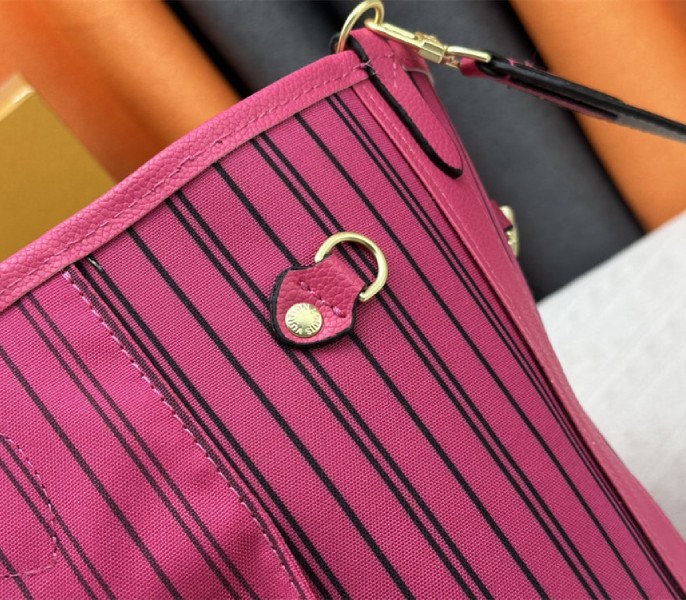Louis Vuitton Neverfull Bandouliere Inside Out MM Tote In Monogram Canvas And Rose Pondichery Textile
