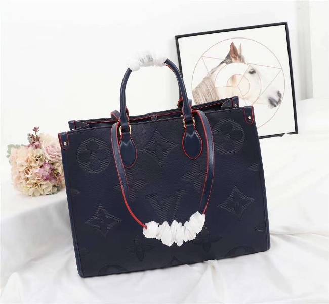Louis Vuitton Monogram Empreinte Giant Onthego GM Tote In Navy Blue