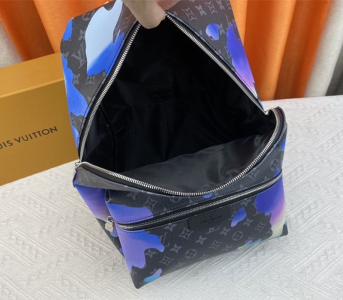 Louis Vuitton Monogram Eclipse Discovery Backpack In Blue Sunrise