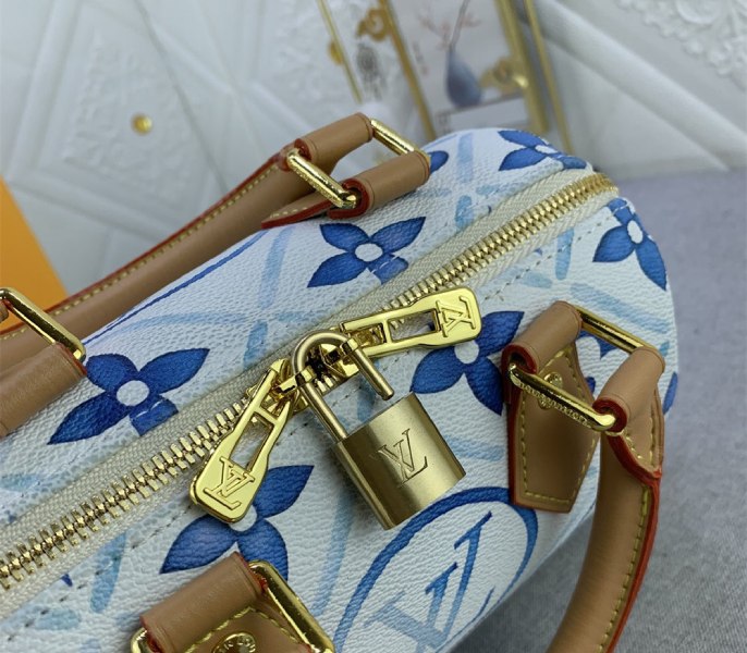 Louis Vuitton LV By The Pool Monogram Tiles Canvas Speedy Bandouliere 20 Bag In Lagoon Blue