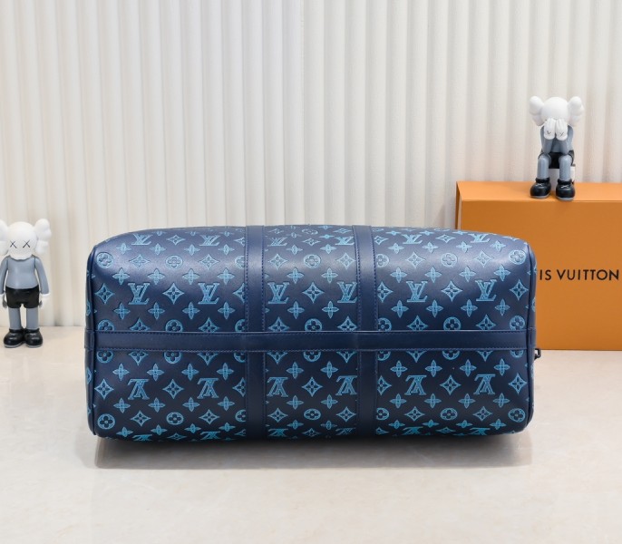 Monogram Shadow Keepall Bandouliere 50 In Navy River Blue