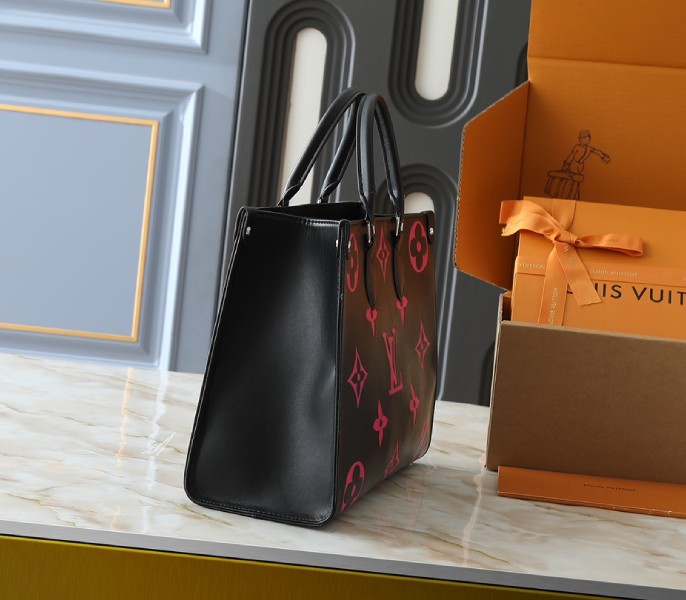 Monogram Empreinte OnTheGo MM Tote In Black And Magenta Pink