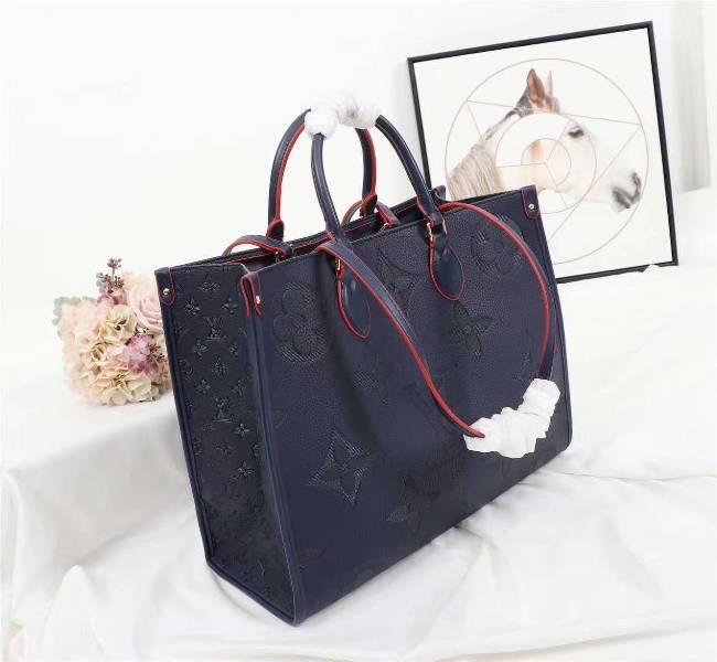 Louis Vuitton Monogram Empreinte Giant Onthego GM Tote In Navy Blue
