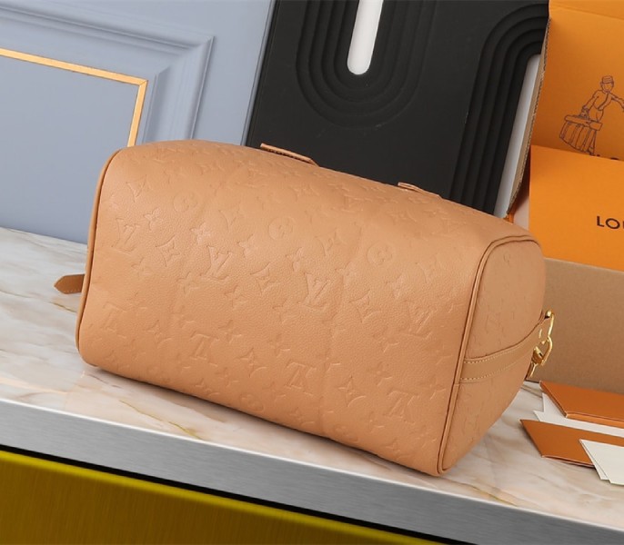 Louis Vuitton Monogram Empreinte Speedy Soft 30 Handbag In Arizona Beige