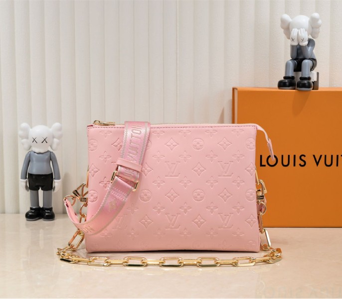 Louis Vuitton Coussin PM Bag In Light Pink With Jacquard Strap