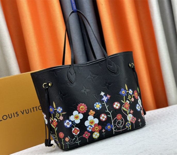 Louis Vuitton X TM Monogram Empreinte Neverfull MM In Black With Style 1