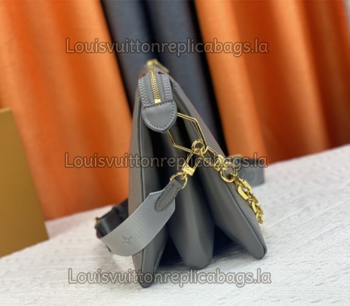 Louis Vuitton Coussin MM Bag In Gray With Jacquard Strap