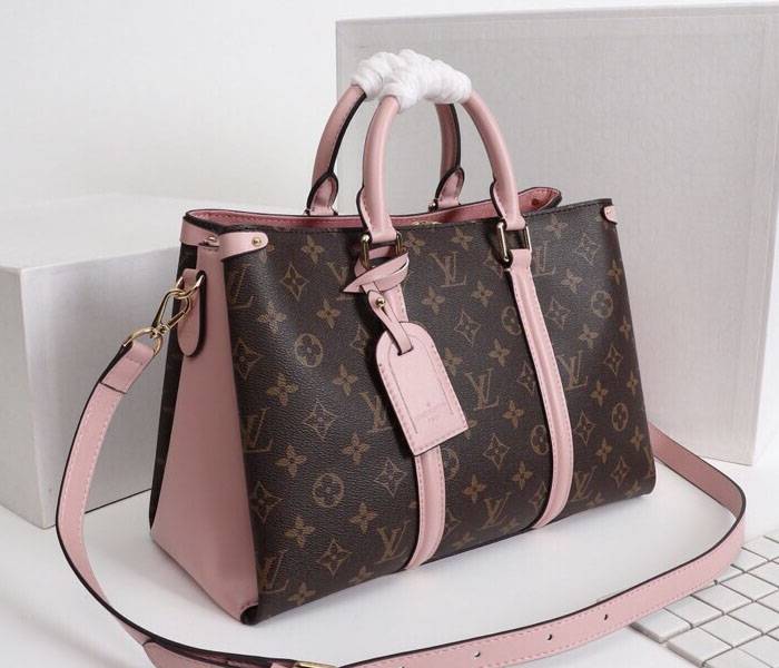 Louis Vuitton Monogram Canvas Soufflot MM Bag In Peach