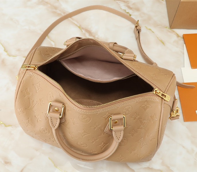 Louis Vuitton Monogram Empreinte Speedy Soft 30 Handbag In Apricot