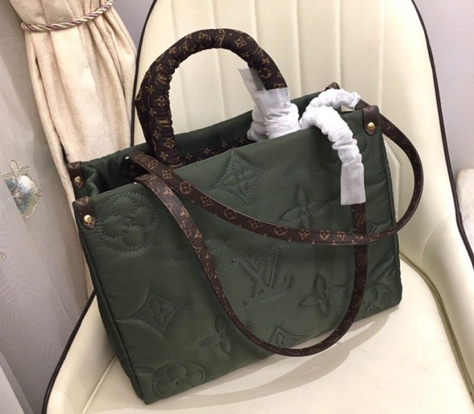 Louis Vuitton Econyl Regenerated Nylon Onthego GM Tote In Khaki Green
