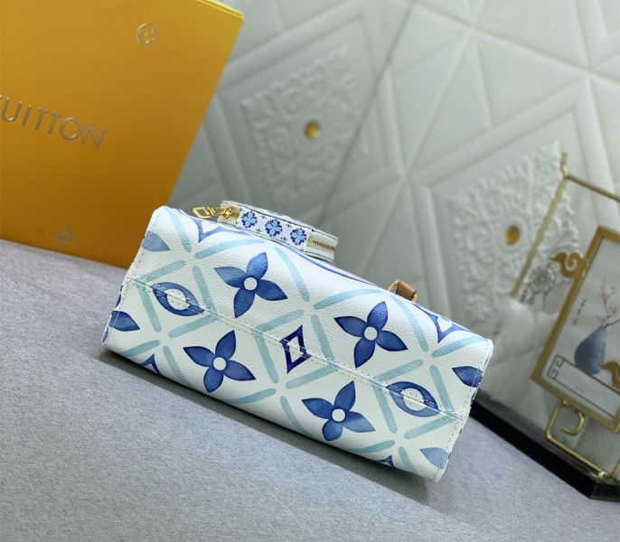 Louis Vuitton LV By The Pool Monogram Tiles Canvas Onthego PM Tote In Lagoon Blue