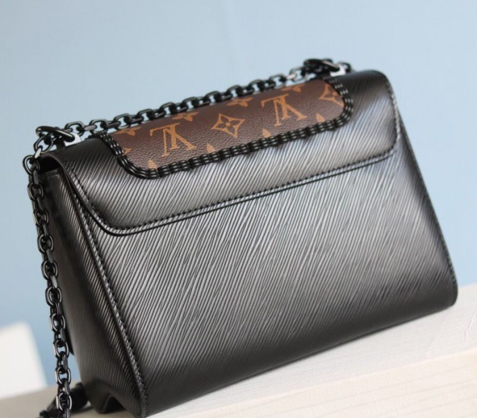 Louis Vuitton Epi Leather Twist MM Canvas Trompe loeil Braid Bag In All Black