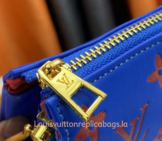 Louis Vuitton Coussin PM Bag In Blue And Red With Jacquard Strap