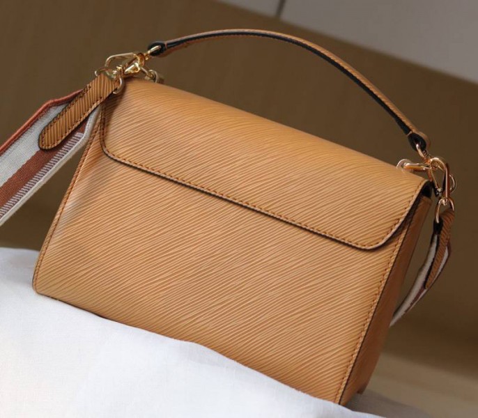 Louis Vuitton Epi Leather Twist MM Bag With Jacquard Strap In Honey Gold