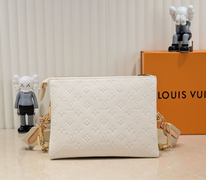 Louis Vuitton Coussin PM Bag In Cream With Jacquard Strap
