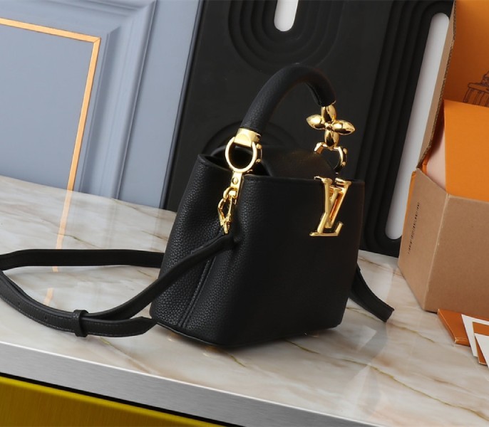 Louis Vuitton Capucines Mini Capucines Handbag In Black