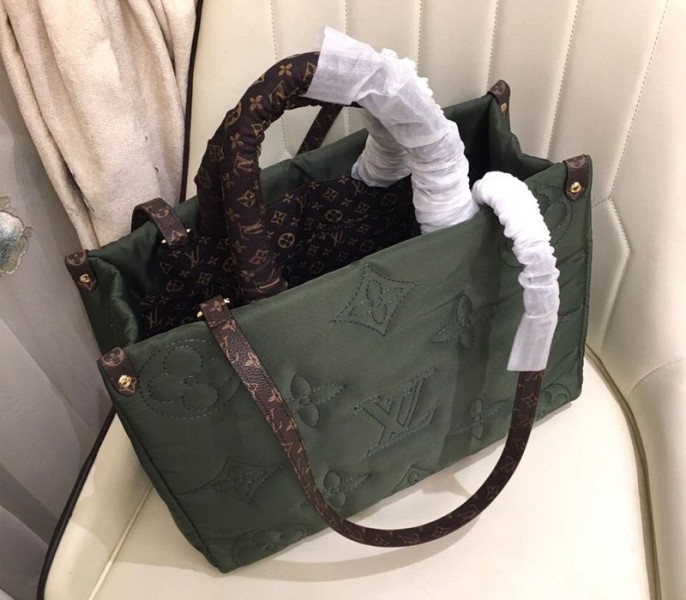 Louis Vuitton Econyl Regenerated Nylon Onthego GM Tote In Khaki Green