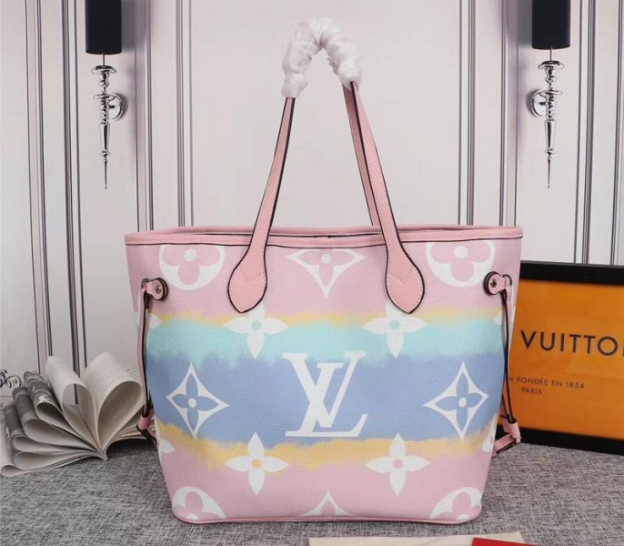 Louis Vuitton Seasonal Escale Neverfull MM Tote In Pastel Pink
