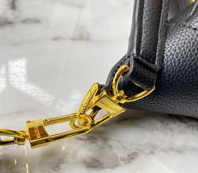 Louis Vuitton Monogram Empreinte Leather Bagatelle Mini Hobo In Black