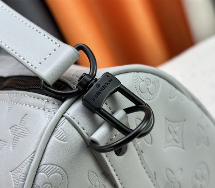 Louis Vuitton Monogram Shadow Leather Keepall Bandouliere 50 In Anthracite Gray