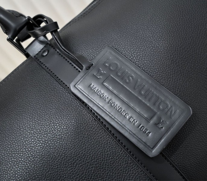 Louis Vuitton Aerogram Keepall Bandouliere 50 Travel Bag In Black