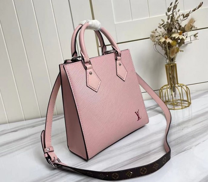 Louis Vuitton Epi Leather Sac Plat BB Carryall Handbag In Rose Ballerine Pink