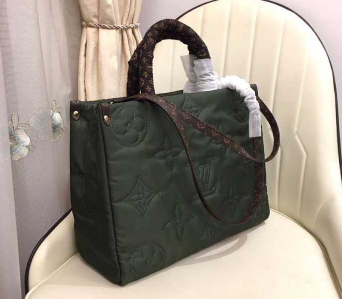 Louis Vuitton Econyl Regenerated Nylon Onthego GM Tote In Khaki Green