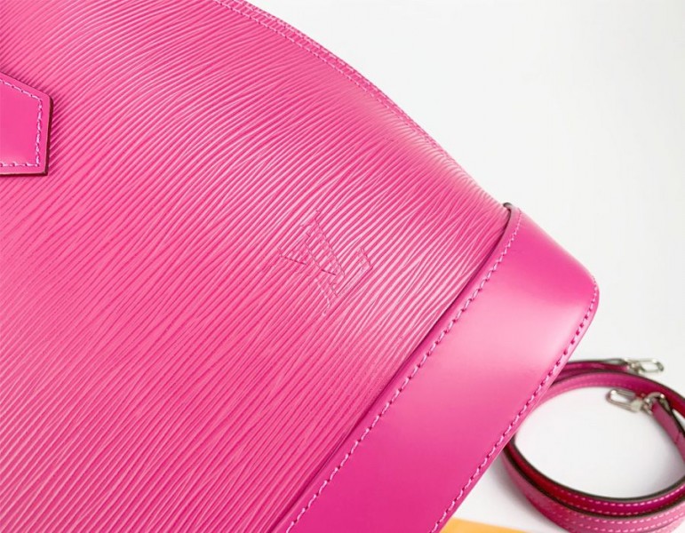 Louis Vuitton Epi Leather Alma PM Handbag In Pondichery Pink With Jacquard Strap