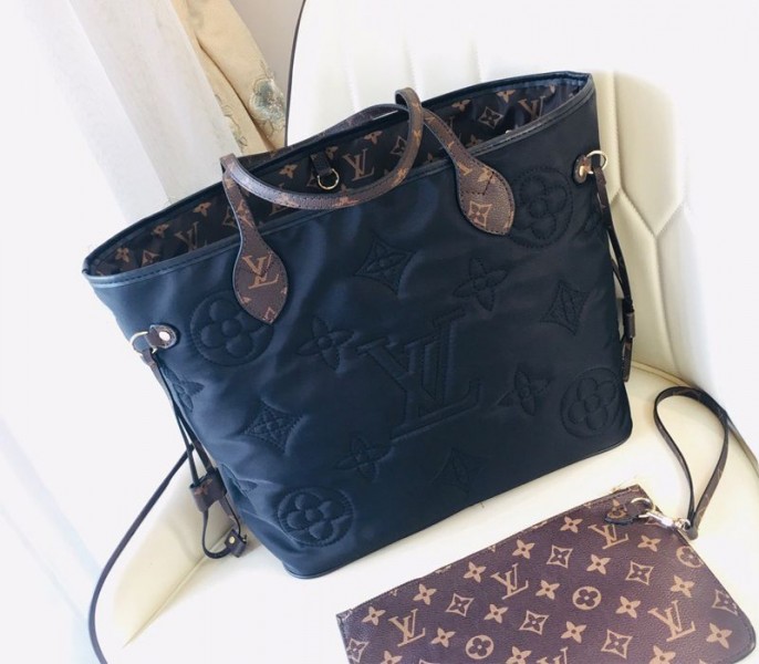 Louis Vuitton Econyl Regenerated Nylon Neverfull MM Tote In Black