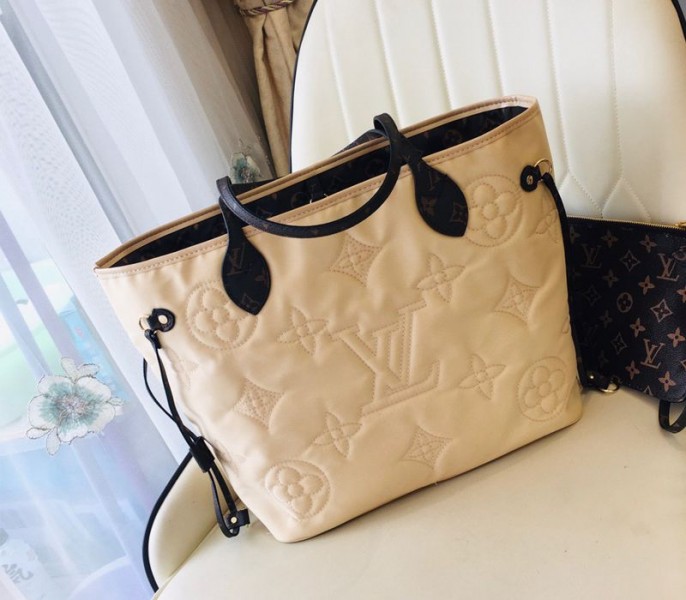 Louis Vuitton Econyl Regenerated Nylon Neverfull MM Tote In Cream