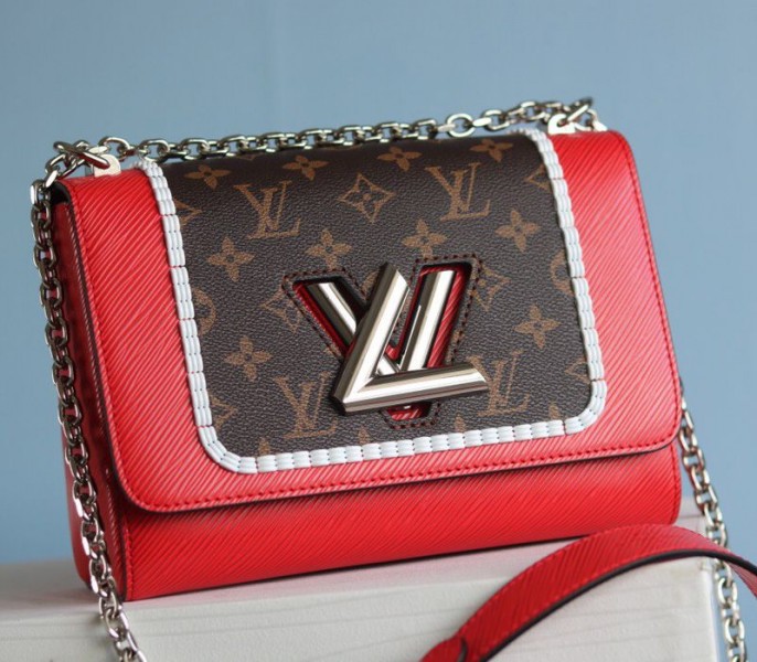 Louis Vuitton Epi Leather Twist MM Canvas Trompe loeil Braid Bag In Red