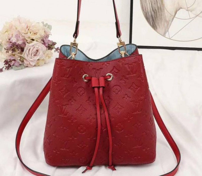 Louis Vuitton Monogram Empreinte NeoNoe MM Bag In Red