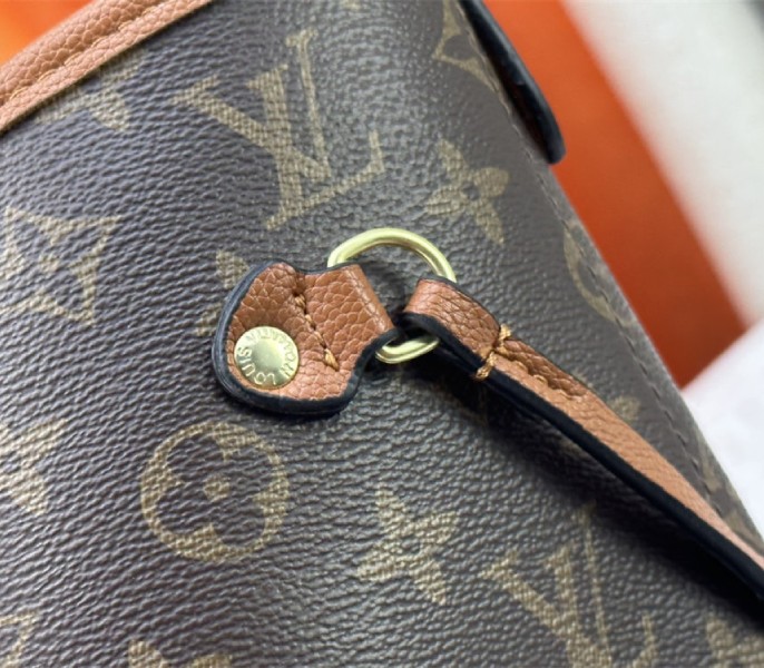 Louis Vuitton Neverfull Bandouliere Inside Out MM Tote In Monogram Canvas And Brown Leather
