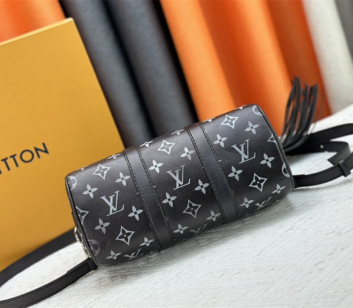 Louis Vuitton Brushed Monogram Keepall Bandouliere 25 City Bag In Black