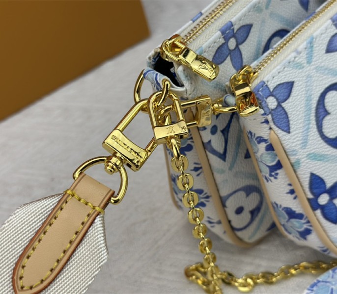 Louis Vuitton LV By The Pool Monogram Tiles Canvas Multi Pochette Accessoires In Lagoon Blue