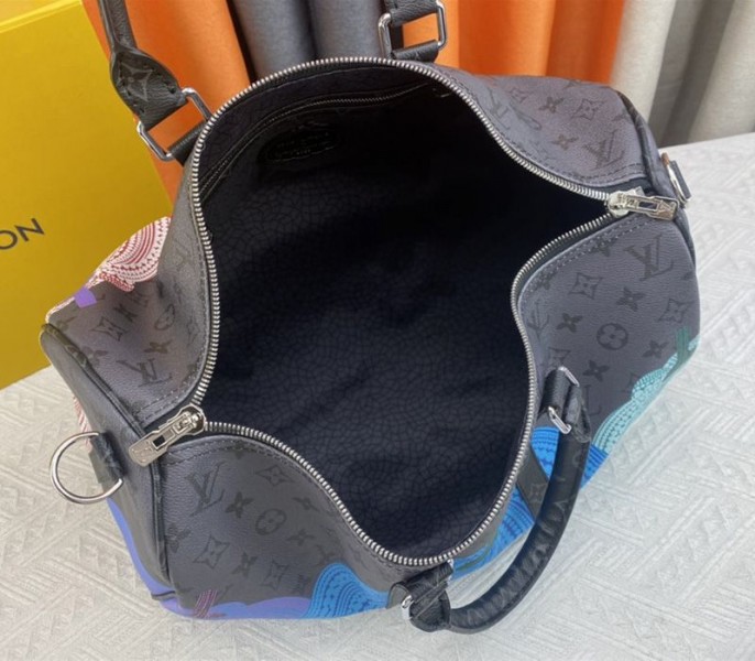 Louis Vuitton X YK Monogram Eclipse Reverse Keepall 45 Luggage In Pumpkin