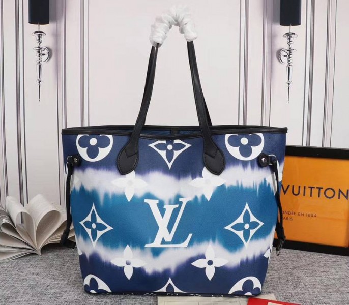 Louis Vuitton Seasonal Escale Neverfull MM Tote In Blue