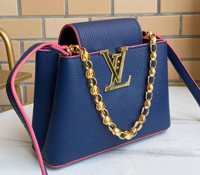Louis Vuitton Capucines Mini Chain Bag In Navy Blue