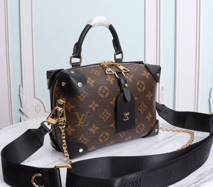 Louis Vuitton Monogram Canvas Petite Malle Souple Handbag In Black