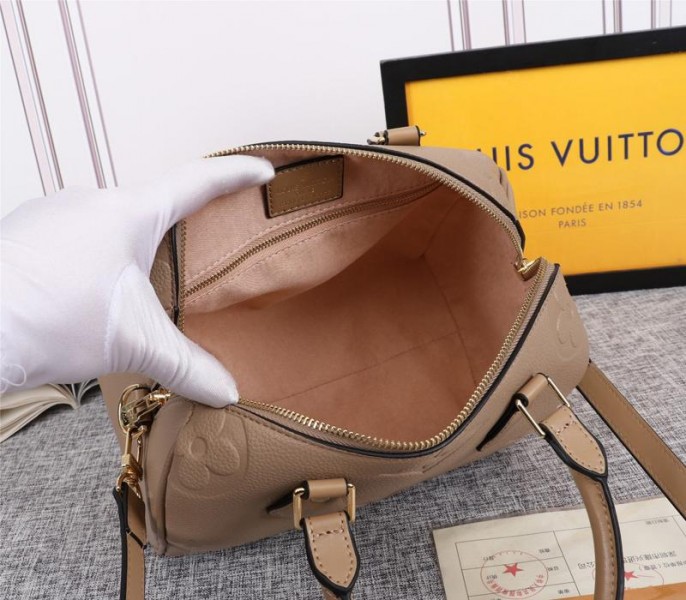 Louis Vuitton Monogram Empreinte Leather Speedy Bandouliere 25 Handbag In Tourterelle Gray