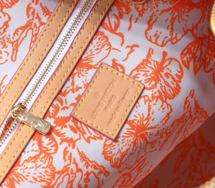 LV By The Pool Monogram Tiles Canvas Keepall 45 In Coral