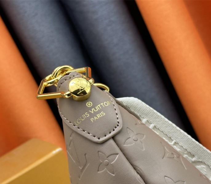 Louis Vuitton Monogram Empreinte Coussin MM Hobo In Galet Gray