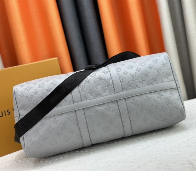 Louis Vuitton Monogram Shadow Leather Keepall Bandouliere 50 In Anthracite Gray