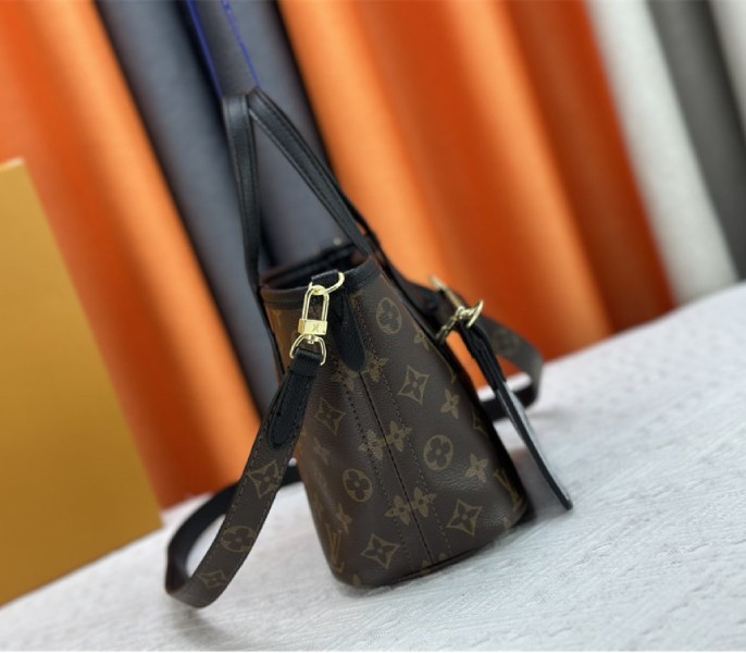 Louis Vuitton Neverfull Bandouliere Inside Out BB Tote In Monogram Canvas And Black Leather